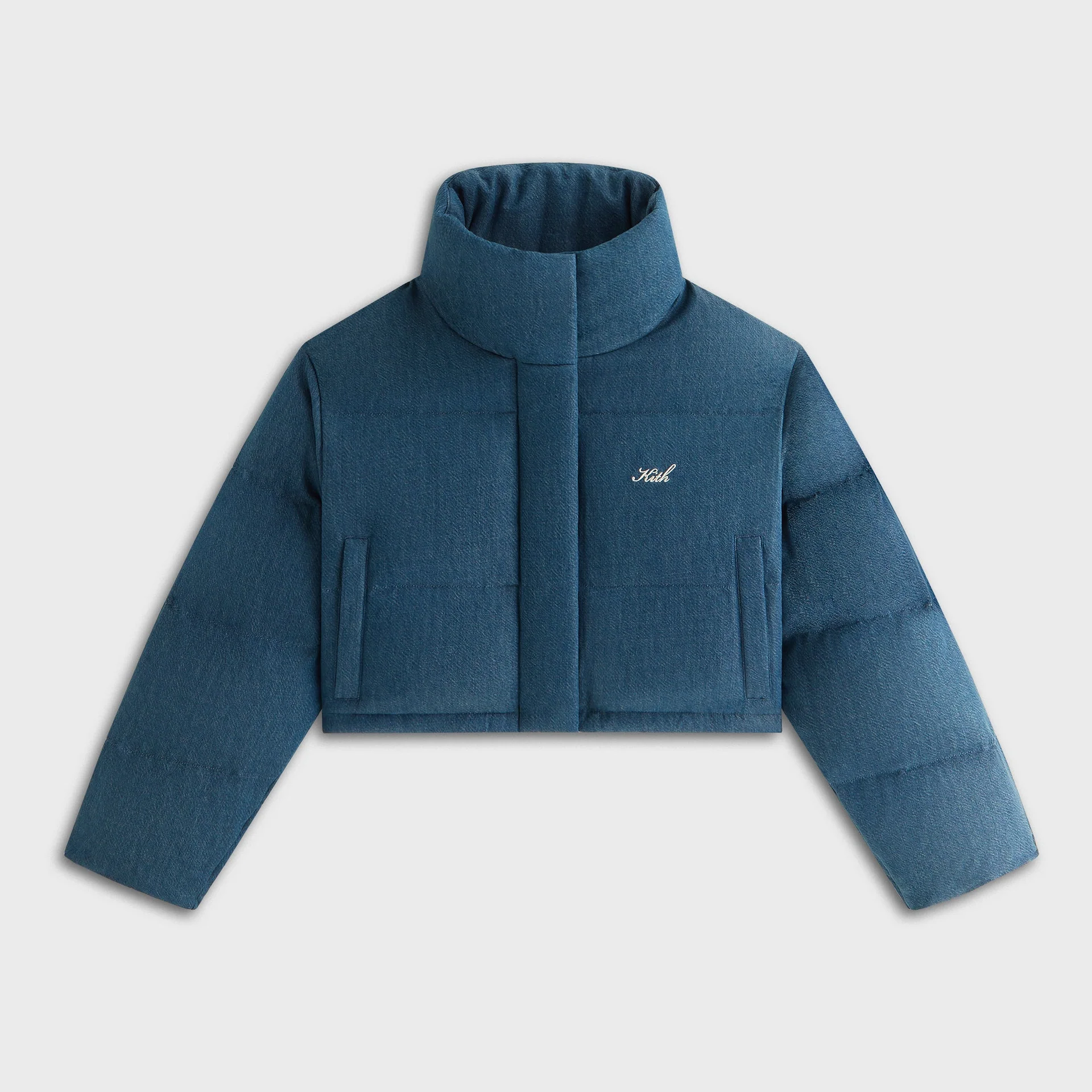 Kith Women Shae Tinted Denim Cropped Puffer
