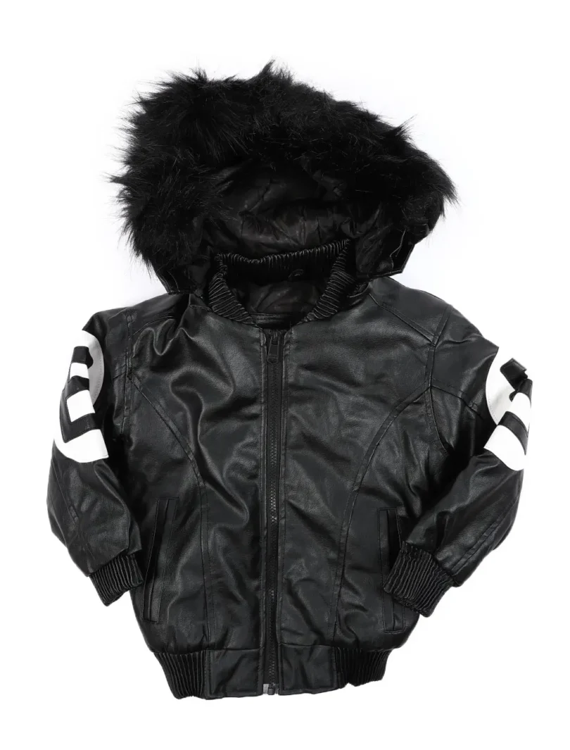 Kids 8 Ball Black Hooded Bomber Jacket