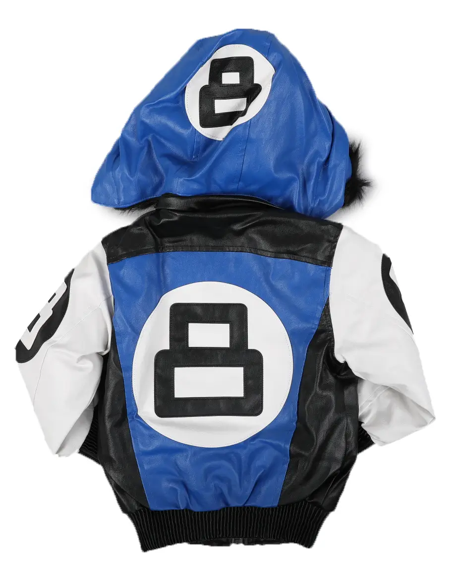 Kids 8 Ball Blue and White Bomber Jacket