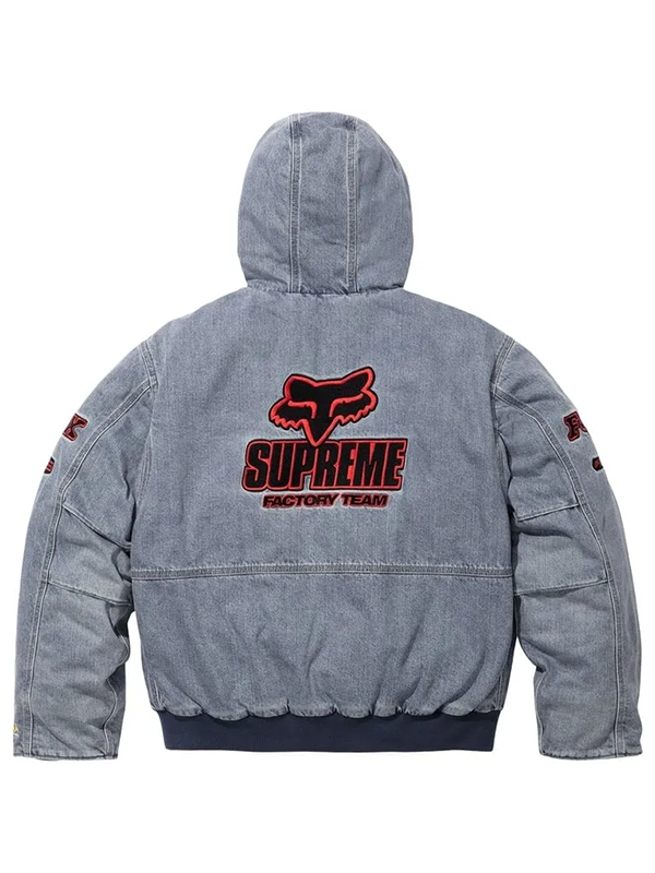 Supreme Fox Racing Denim Hooded Work Jacket