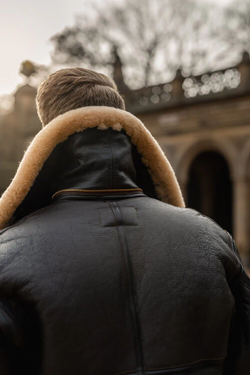 Mens B3 Aviator Brown Sheepskin Leather Jacket