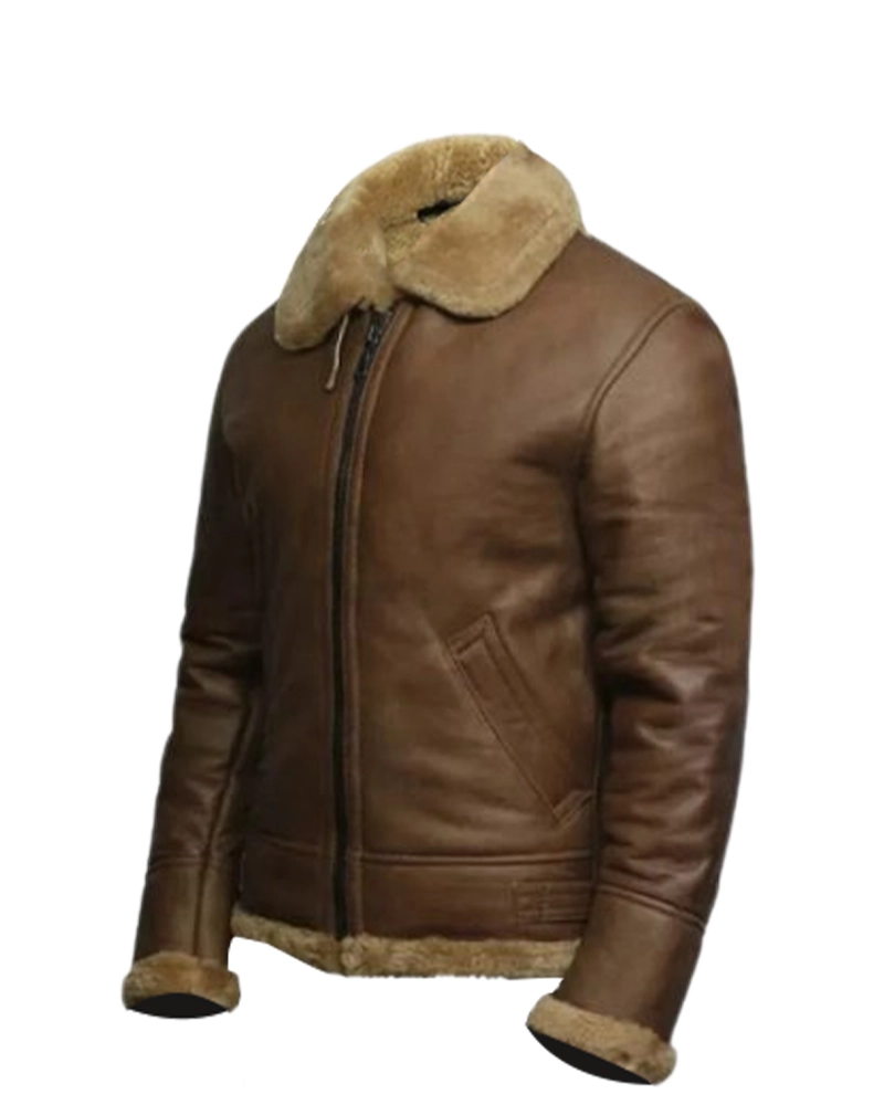 Mens RAF Shearling Fur Sheepskin Leather Coat