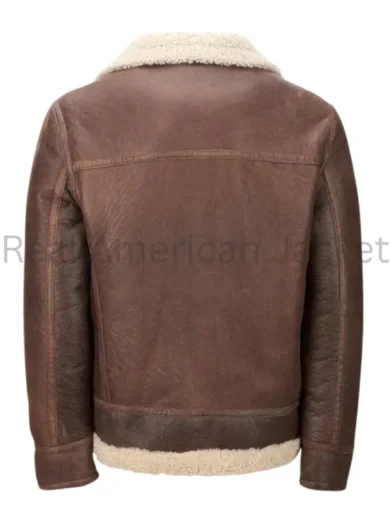 Mens Light Brown Shearling Aviator Jacket