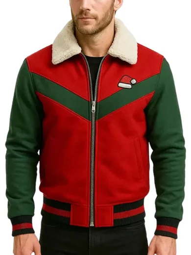 Men’s Red and Green Christmas Varsity Jacket