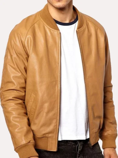 Casual Tan Brown Bomber Jacket