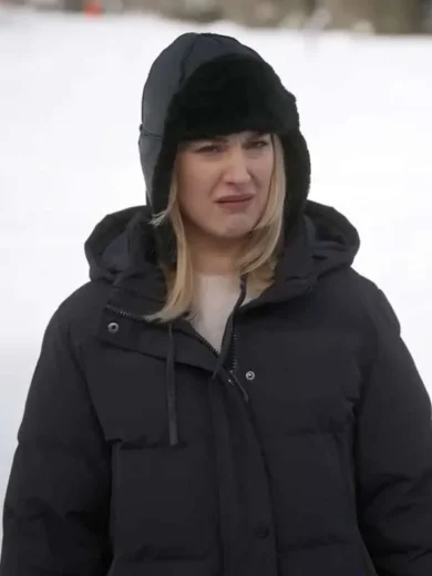 Alexandra Breckenridge My Secret Santa Black Puffer Coat