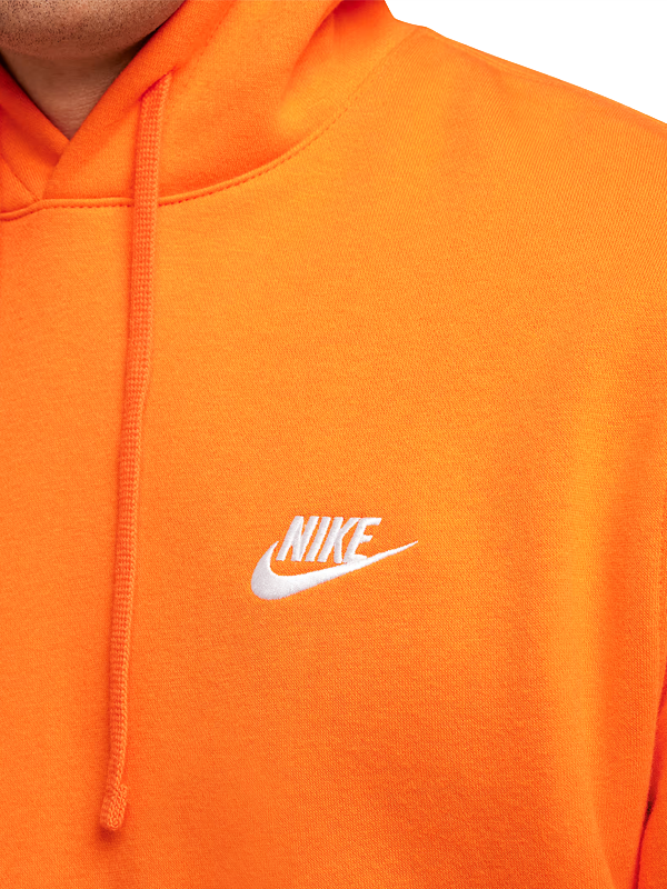 Nike Orange Hoodie Club Fleece Pullover