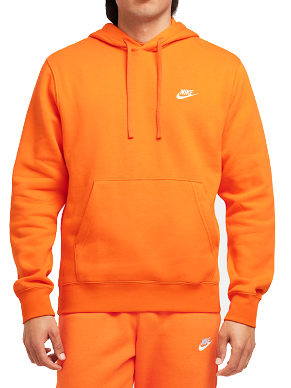 Nike Orange Hoodie Club Fleece Pullover