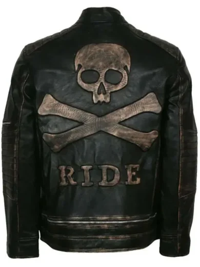 Skull Ride Distressed Leather Jacket