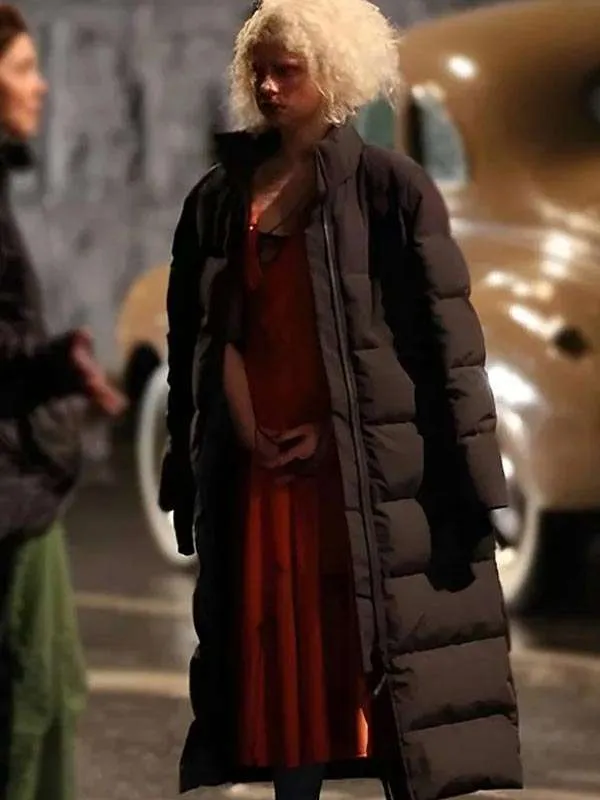 The Bride 2026 Jessie Buckley Black Puffer Coat