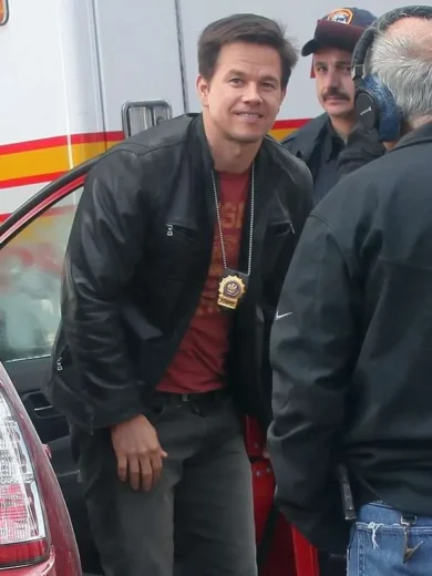 Mark Wahlberg The Other Guys Black Leather Jacket