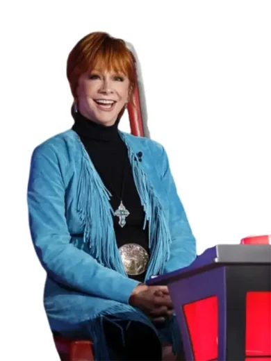 The Voice S28 Reba McEntire Blue Fringe Coat