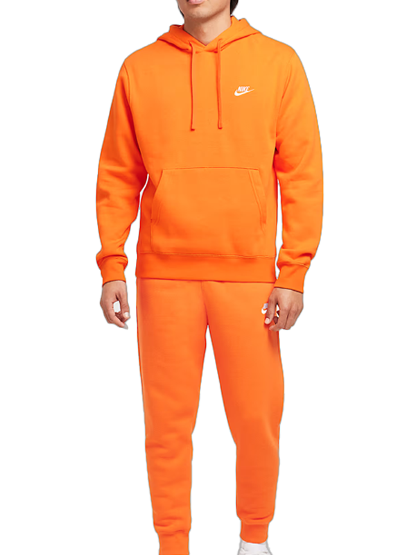 Nike Orange Hoodie Club Fleece Pullover