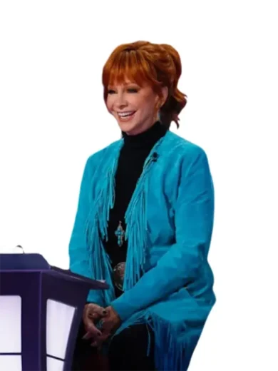 The Voice S28 Reba McEntire Blue Fringe Coat