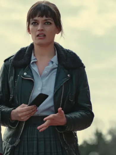 Sex Education S04 Maeve Wiley Black Leather Jacket