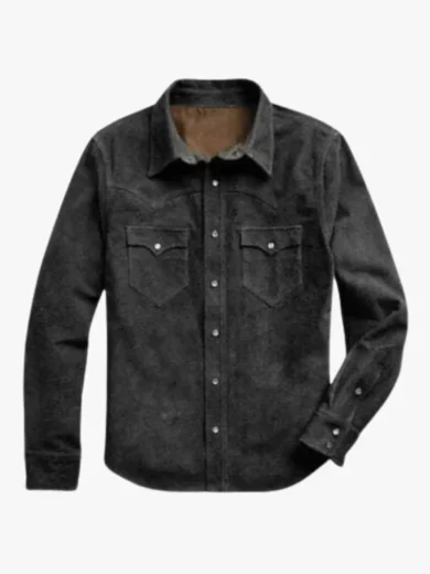 Mens 100 % Suede Leather Western Wear Suede Leather Shirt, Men Suede Leather Trucker Premium Western Wear Shirt, Men Suede Leather Shirt