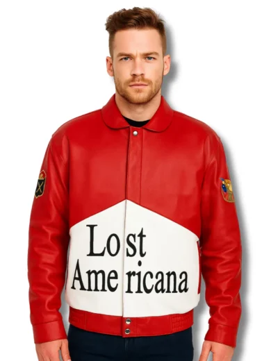 Machine Gun Kelly Inspired Bomber Jacket | 'Lost Americana' Design with Embroidered Sleeve Details | Real Leather