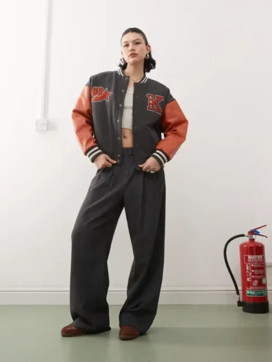 Karl Kani retro star logo college jacket in black