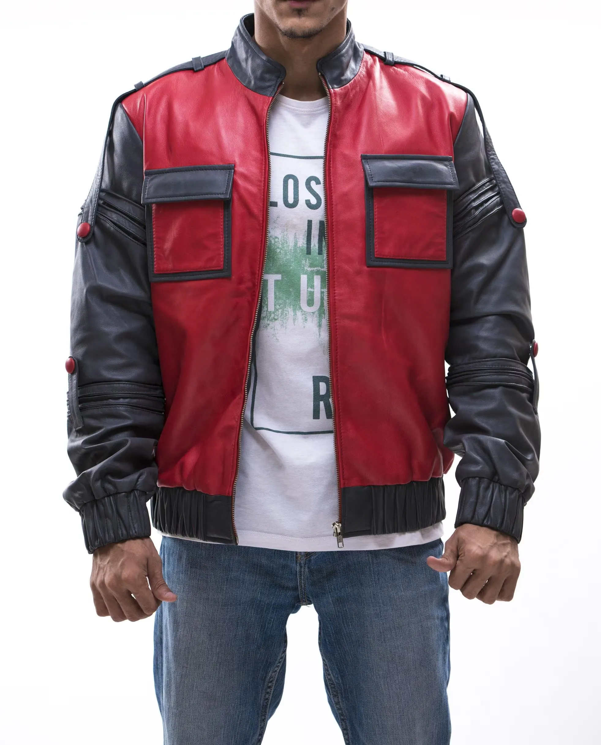 Marty McFly Back To The Future Part 2 Leather Jacket, Michael J. Fox 80s Inspired Cosplay Costume