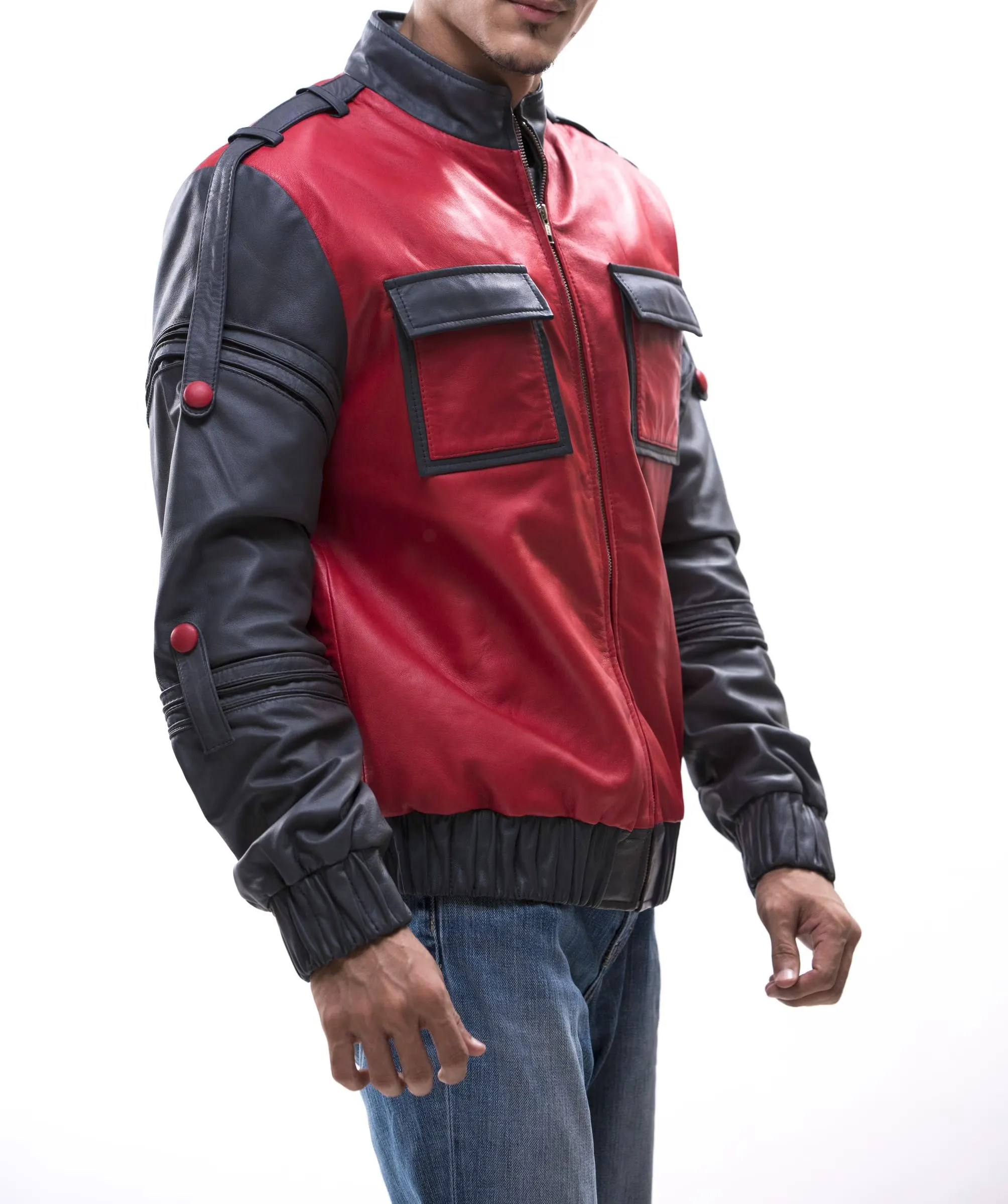 Marty McFly Back To The Future Part 2 Leather Jacket, Michael J. Fox 80s Inspired Cosplay Costume