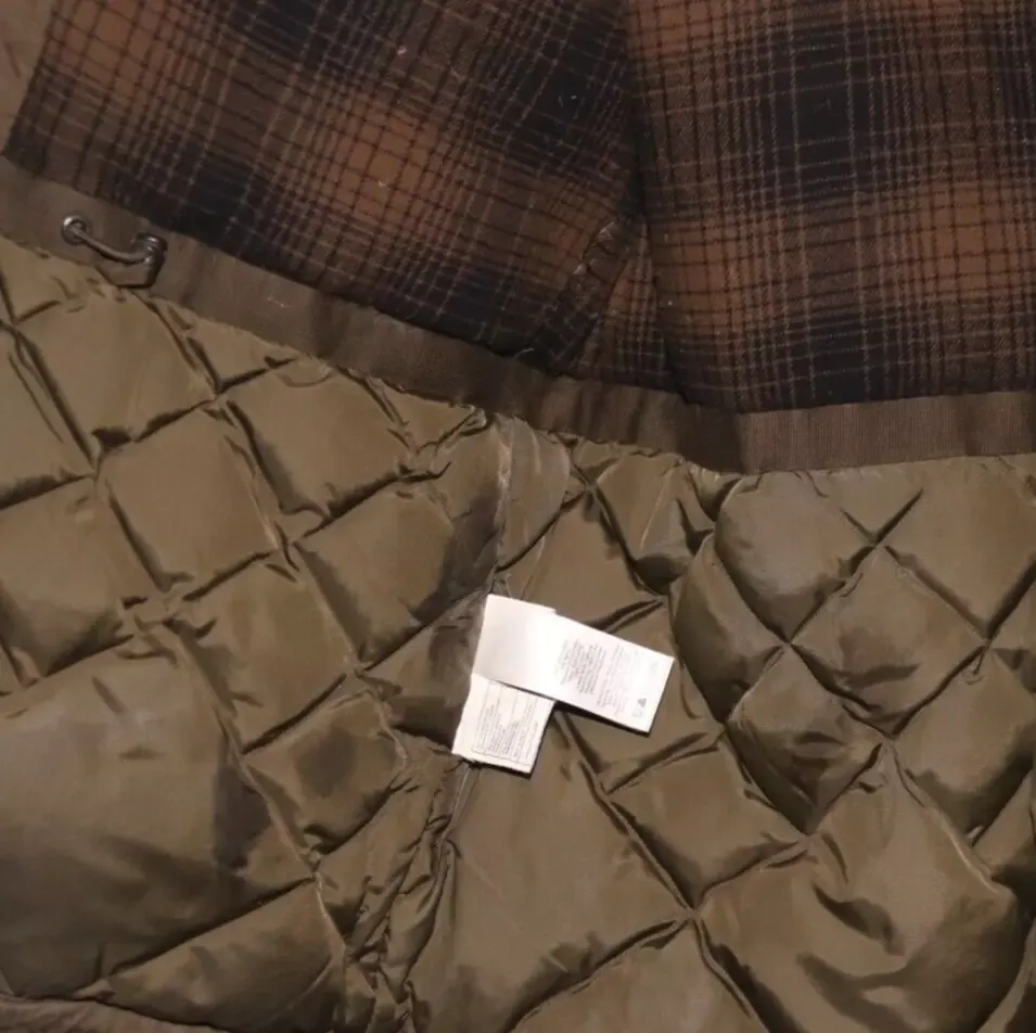 Eddie Bauer EB550 Goose Down Parka Jacket Military Style Khaki Green Men's M EXC