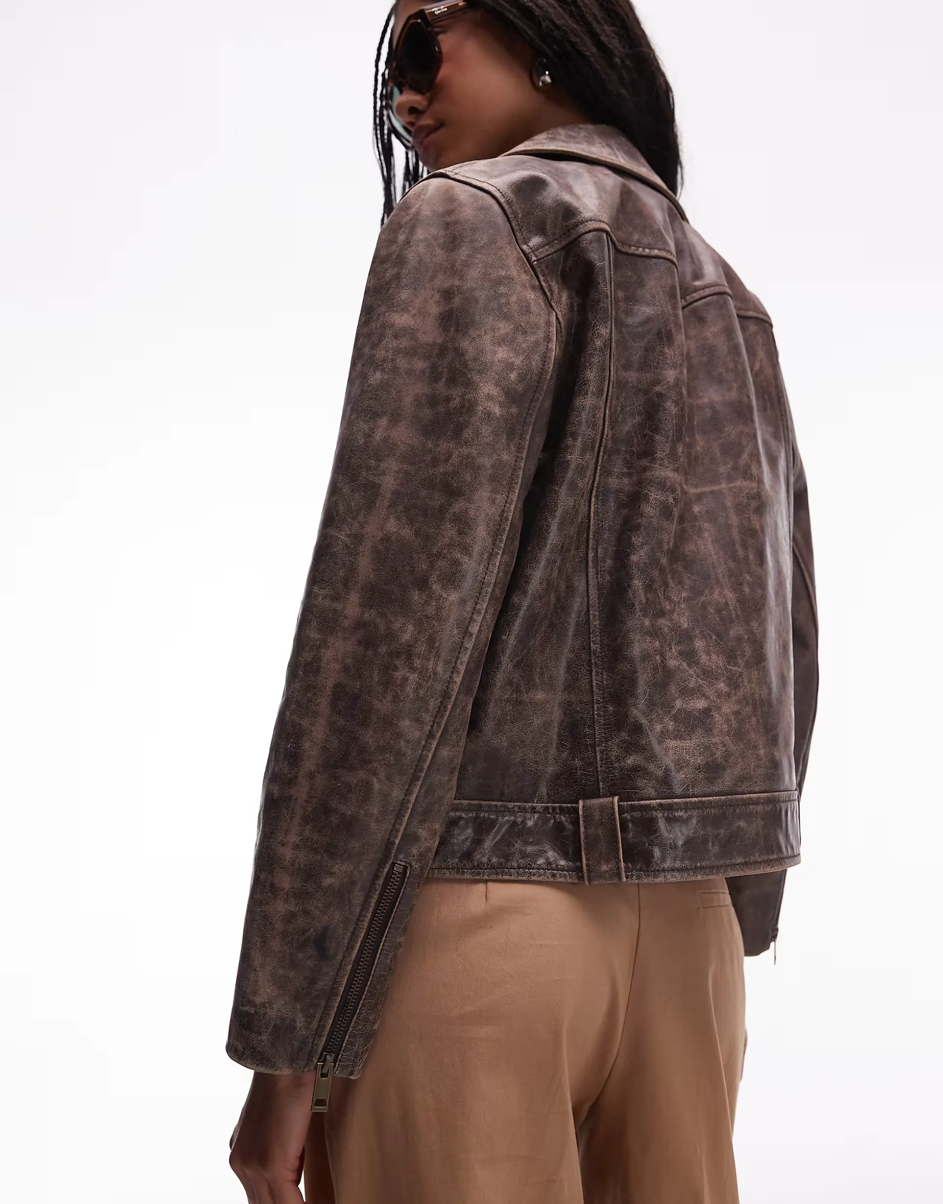 Levi's Moto leather biker jacket in worn brown
