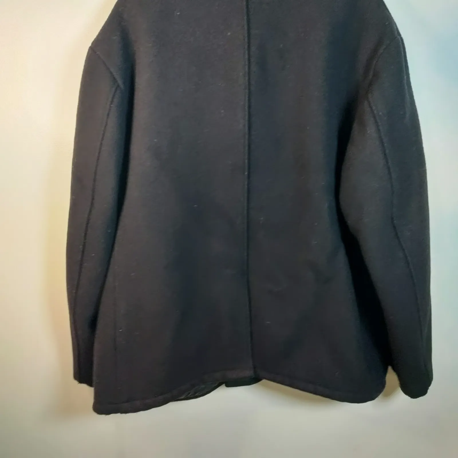 Schott U.S. 740N Pea Coat Quilted Lining Wool Black 52 USA Made Vintage Naval