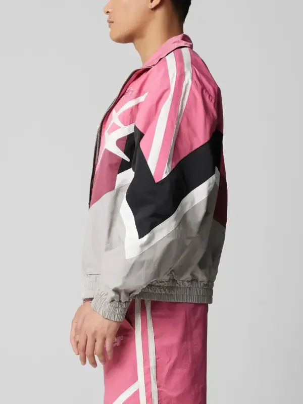 Crime 101 Barry Keoghan Pink Biker Hybrid Track Jacket