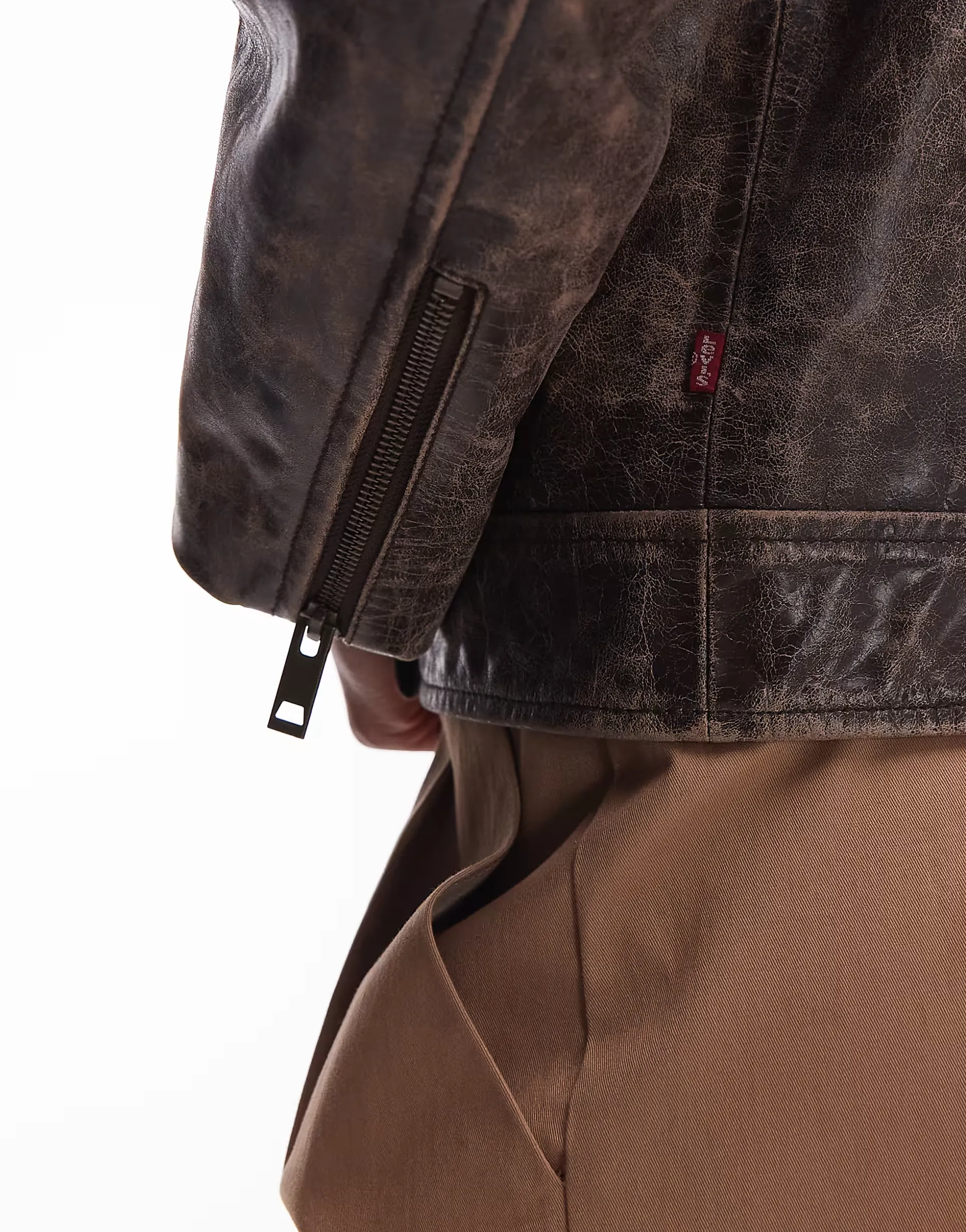 Levi's Moto leather biker jacket in worn brown