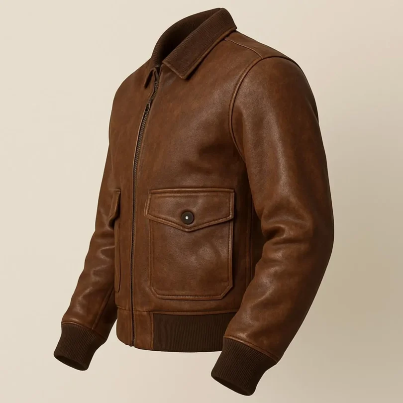 Handmade Italian Lambskin Leather Cafe Racer Jacket - Vintage Brown