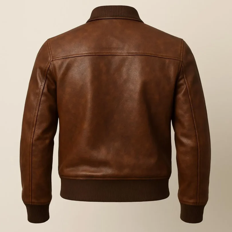 Handmade Italian Lambskin Leather Cafe Racer Jacket - Vintage Brown
