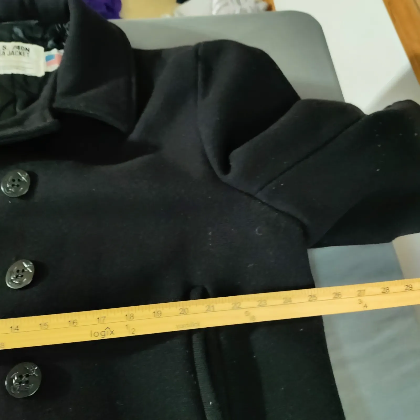 Schott U.S. 740N Pea Coat Quilted Lining Wool Black 52 USA Made Vintage Naval