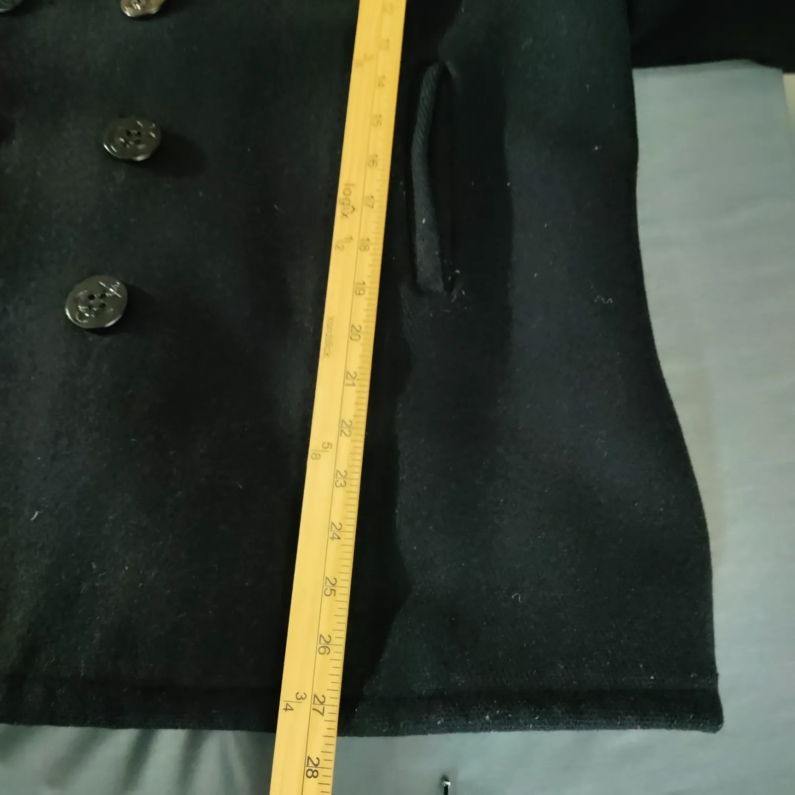 Schott U.S. 740N Pea Coat Quilted Lining Wool Black 52 USA Made Vintage Naval