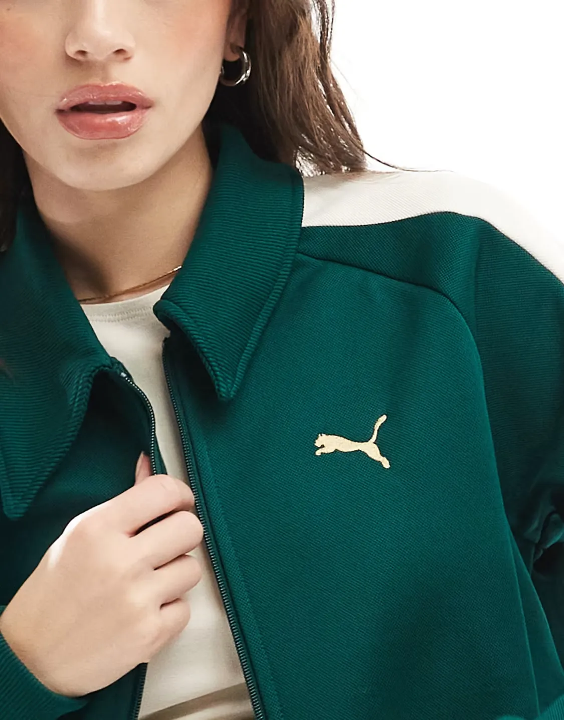 Puma T7 track jacket co-ord in dark green