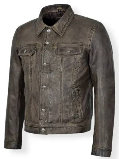 Waxed Brown Cowhide Leather Jacket