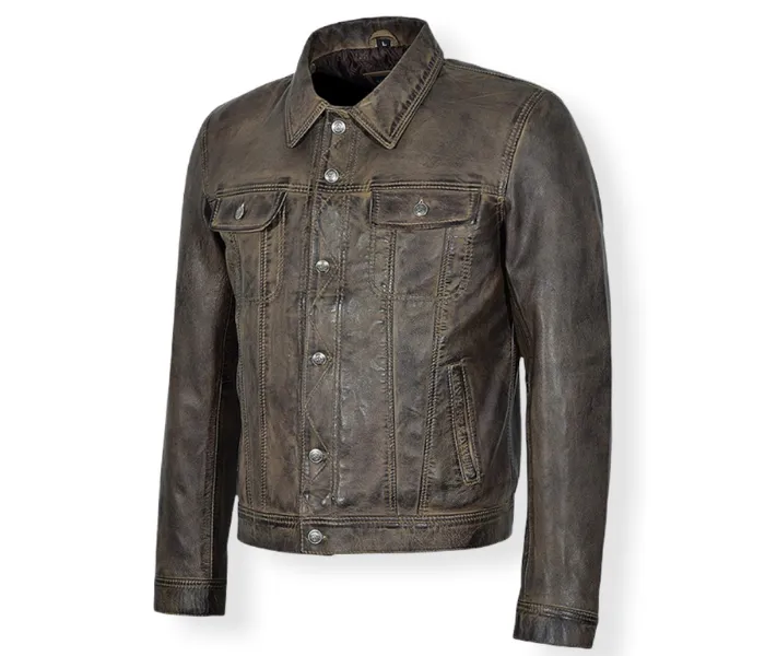 Waxed Brown Cowhide Leather Jacket