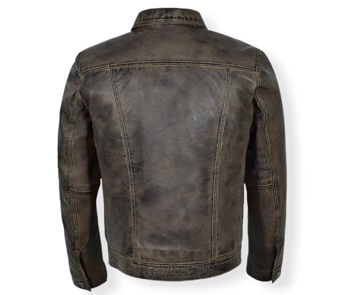 Waxed Brown Cowhide Leather Jacket