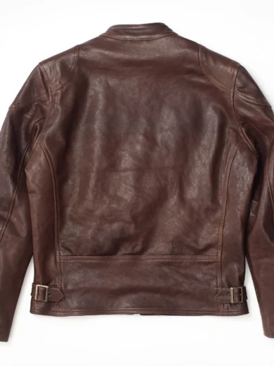 Brown Cafe Racer Leather Jacket for Mens