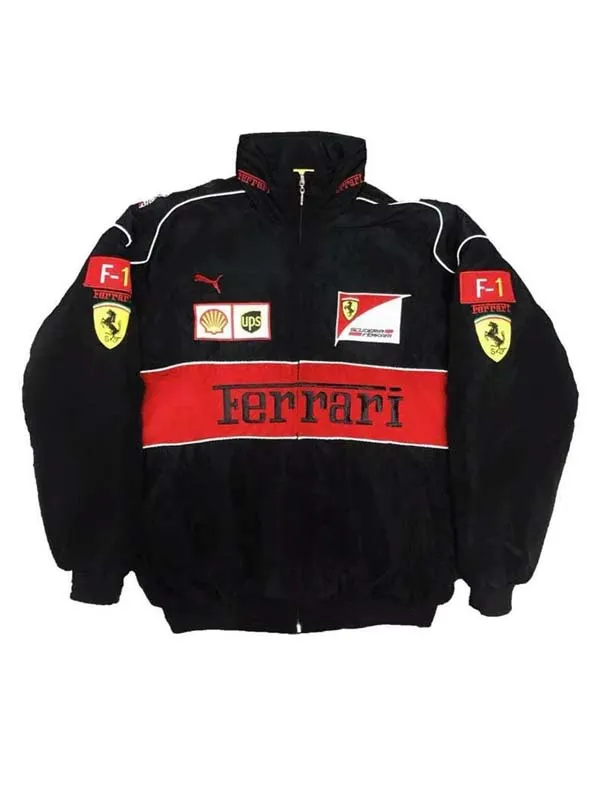 Black F1 Ferrari Bomber Jacket