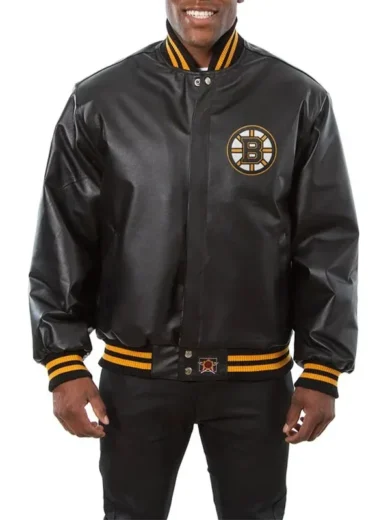 Boston Bruins Leather Bomber Jacket