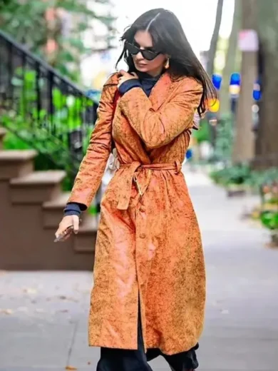 Emily Ratajkowski Orange Trench Coat