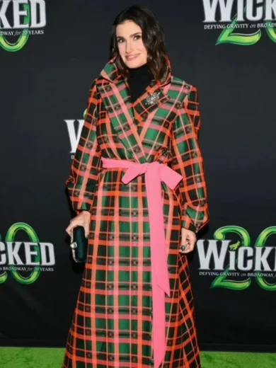Idina Menzel Plaid Coat