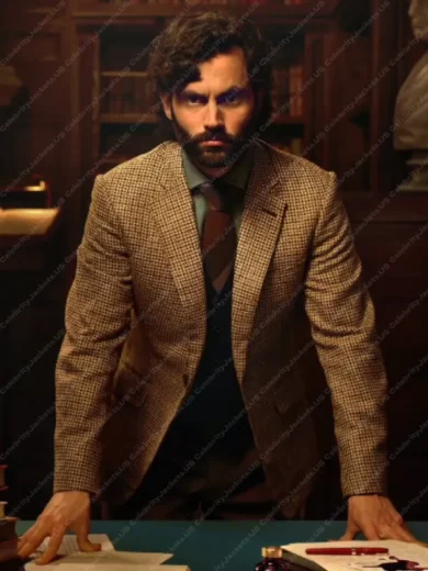 You S04 Penn Badgley Plaid Blazer