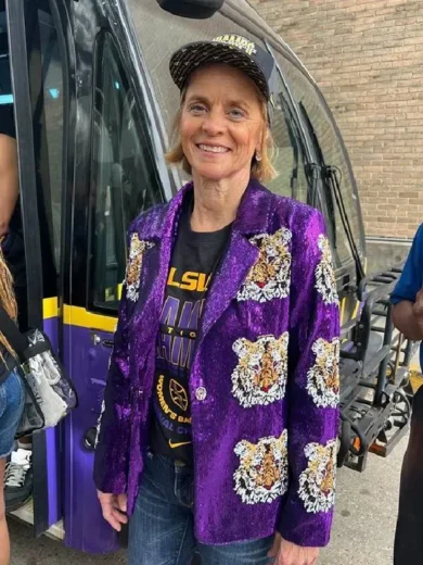 Kim Mulkey Purple Sequin Blazer