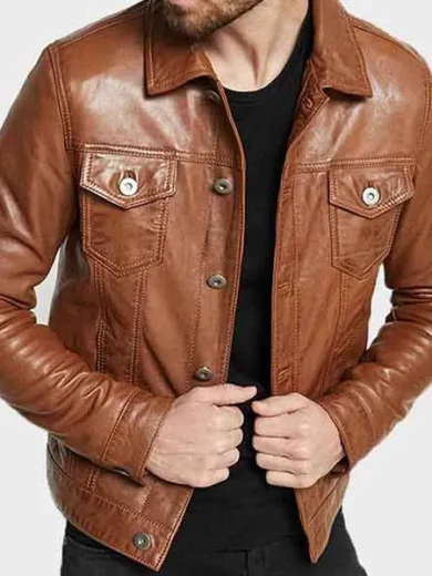 Fahion Brown Leather Coat