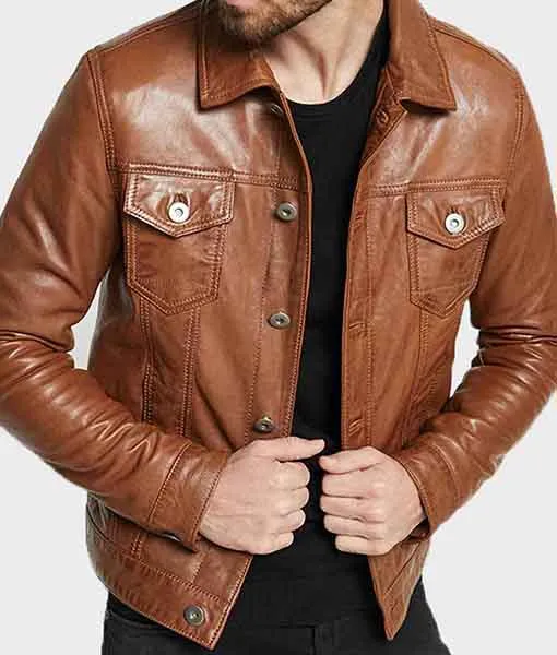 Fahion Brown Leather Coat