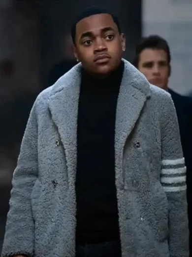 Power Book II Ghost S03 Tariq St. Patrick Gray Shearling Coat