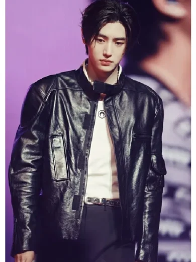 Sunghoon Black Leather Jacket