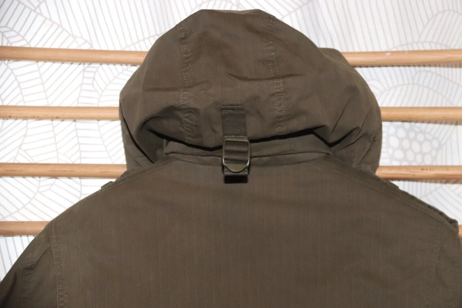 Eddie Bauer EB550 Goose Down Parka Jacket Military Style Khaki Green Men's M EXC