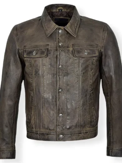 Waxed Brown Cowhide Leather Jacket